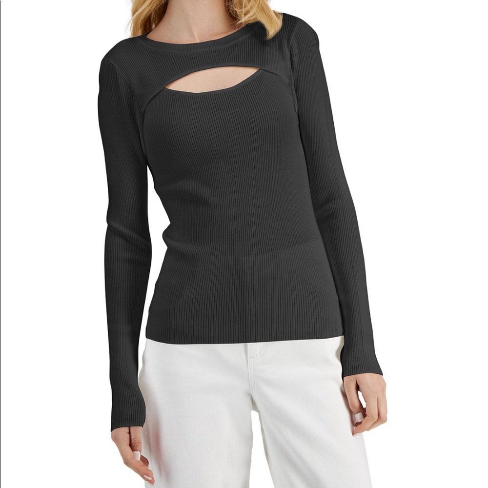 INC Black Cutout Ribbed Sweater NWT